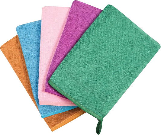 PHOGARY Microfiber Face Cloths - 5 Pack Fast Drying & Super Absorbent | 6"x8" Lightweight Travel Wash Mitts