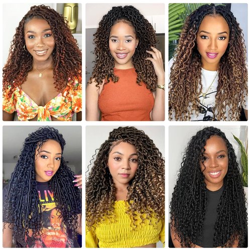 Alicoco Goddess Locs Crochet Hair 14 Inch 8 Packs Faux Locs Crochet Hair For Women Boho Soft Locs Pre-looped River Crochet Locs With Curly Ends (14 Inch (Pack of 8), 4/27/613)