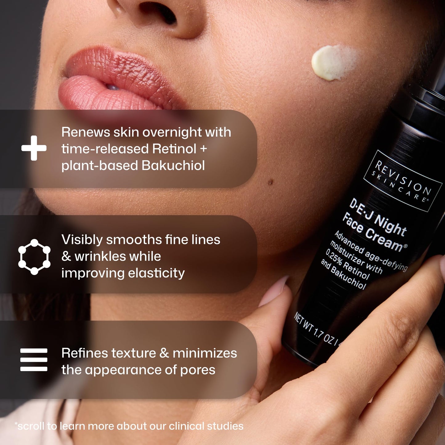 Revision Skincare D·E·J Night Face Cream®, Anti Aging Moisturizer, Antioxidant Rich with Retinol and Bakuchiol, 1.7 oz