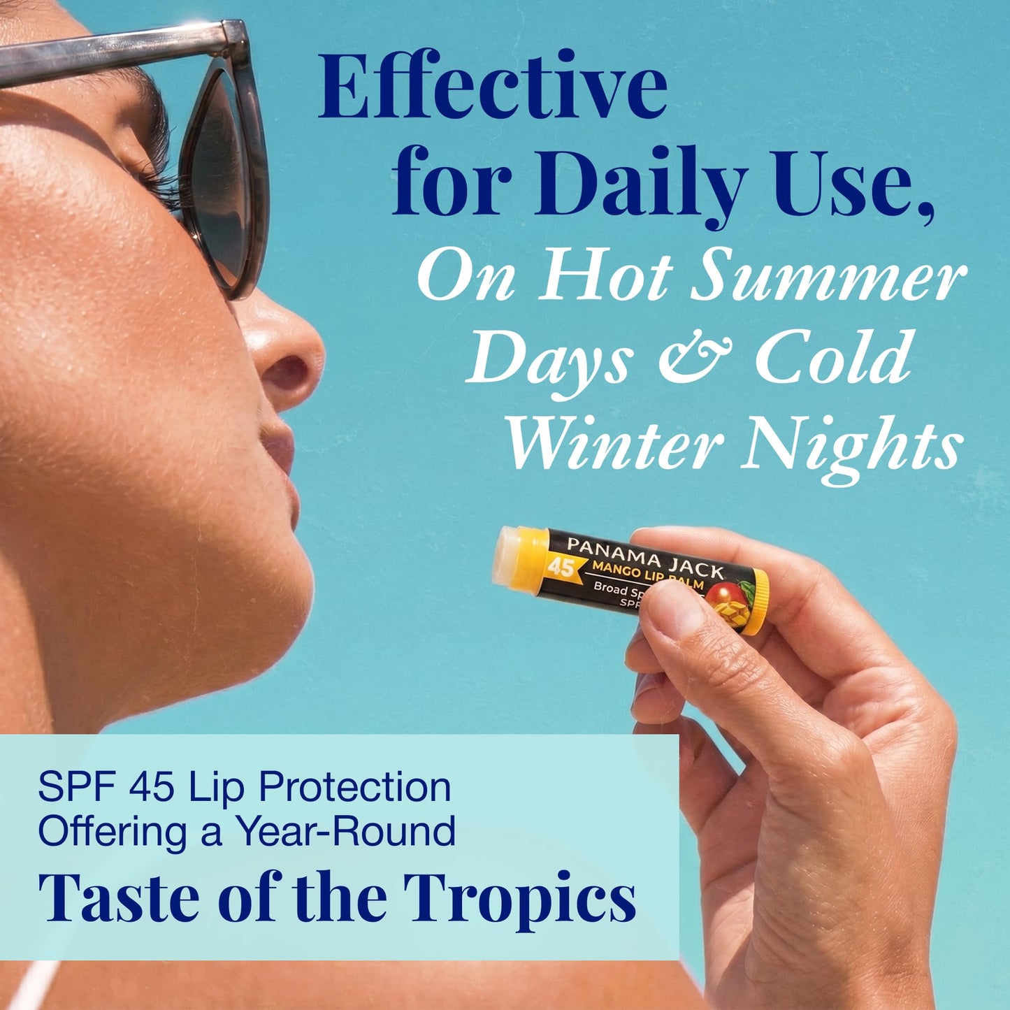 Panama Jack Sunscreen Lip Balm - SPF 45, Broad Spectrum UVA-UVB Sunscreen Protection, Prevents & Soothes Dry, Chapped Lips, Mango, 3-pack