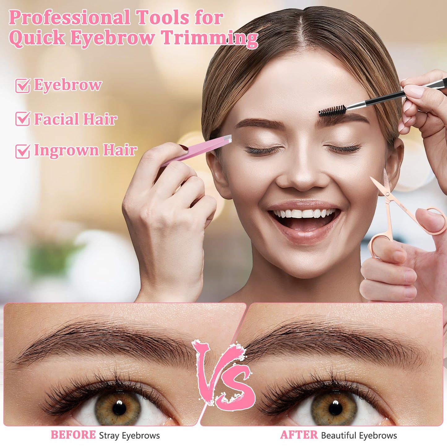 NICEMOVIC Tweezers for Women Facial Hair 7 Pcs, Stocking Stuffers