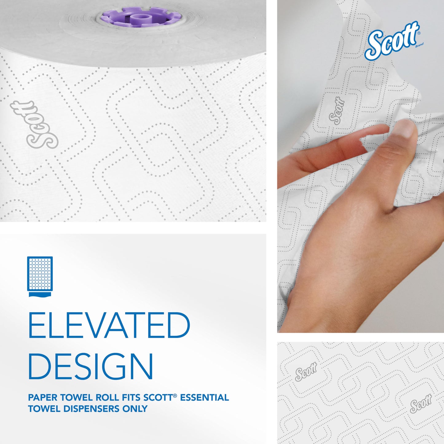 Scott Professional High-Capacity Hard Roll Paper Towels, Bulk (02001), Hardwound, Elevated Design, Absorbency Pockets, White, for ScottBrand Purple Core Dispensers (6 Rolls at 950' Each, 5,700'/Case)