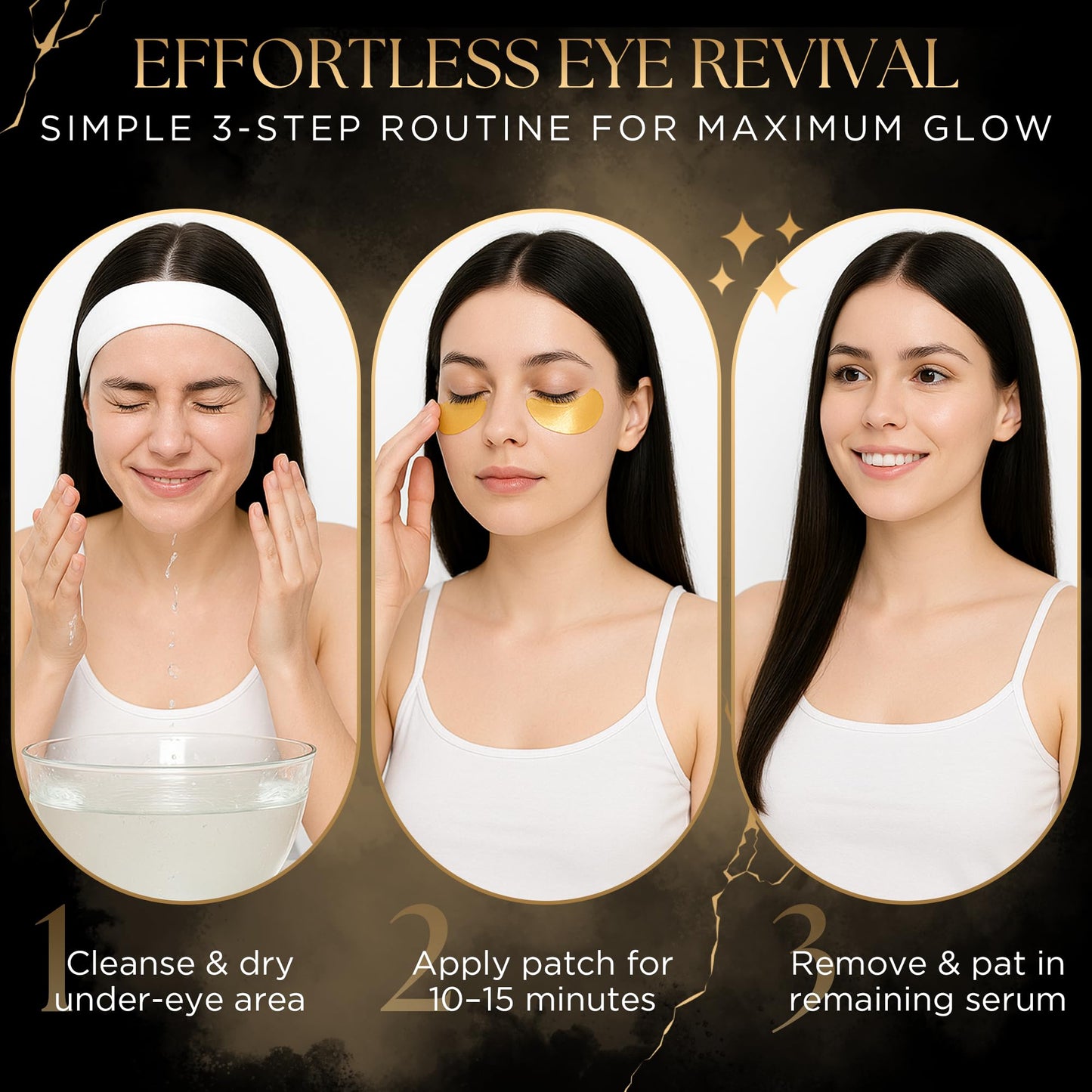 Gianna Demure Undereye Mask Patches for Dark Circles, Puffiness & Wrinkles, Gold Eye Mask with Collagen, Caffeine & Hyaluronic Acid, Vegan & Cruelty-Free Eye Patches for Women and Men (24 Pairs)