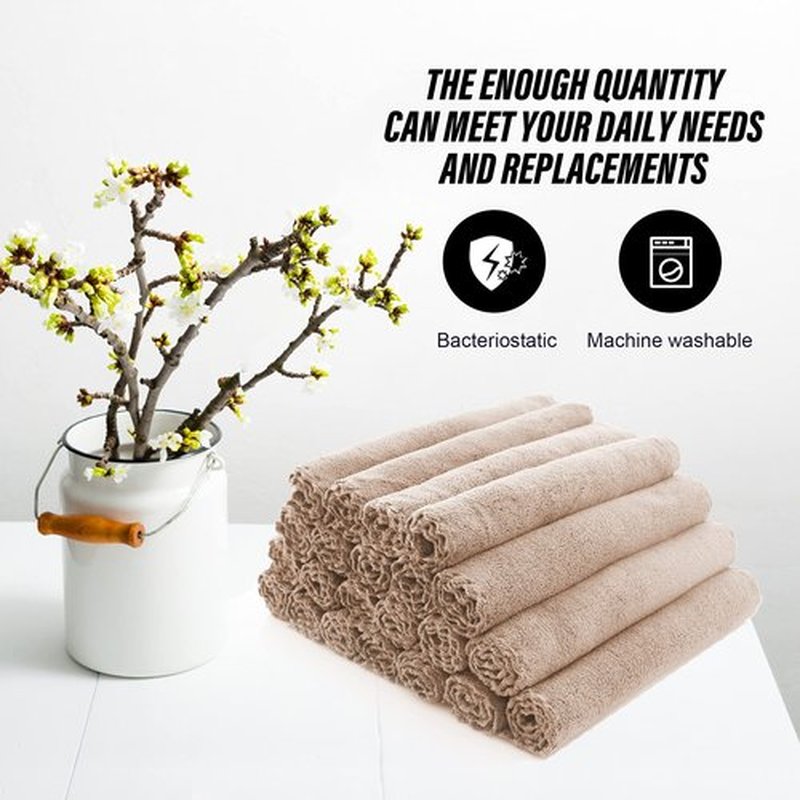 MOONQUEEN Ultra Soft Premium Washcloths Set - 12 x 12 inches - 24 Pack - Quick Drying - Highly Absorbent Coral Velvet Bathroom Wash Clothes - Use as Bath, Spa, Facial, Fingertip Towel (Brown)