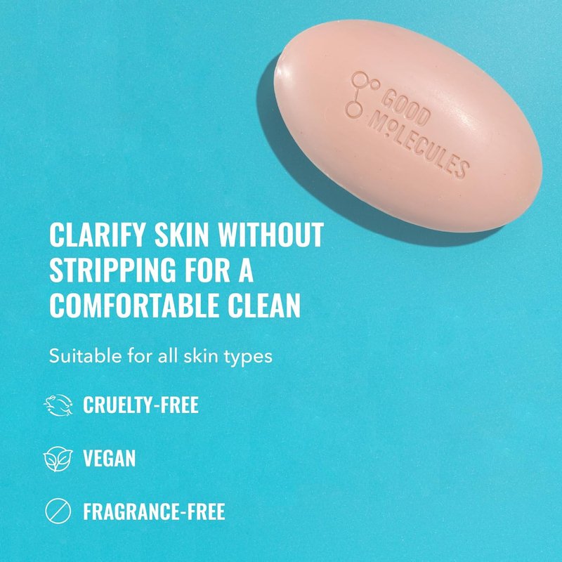 Good Molecules Clarify & Cleanse Bar | Soap-Free Salicylic Acid Cleanser for Balanced Skin Tone - Body & Face Use