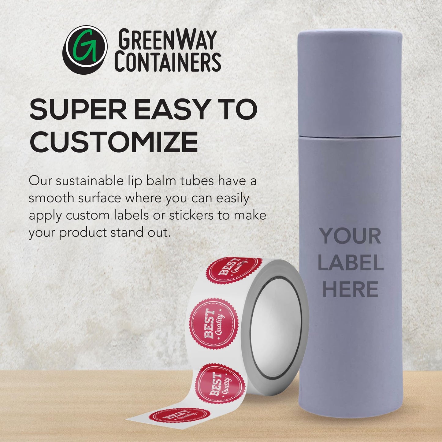 GreenWay 0.3oz / 8.5g Kraft Paperboard Lip Balm Tubes with Lids - 25 Pack Lip Gloss Tubes Refillable DIY Cosmetic Containers - Lip Balm Containers Chapstick Empty Holder - Brown
