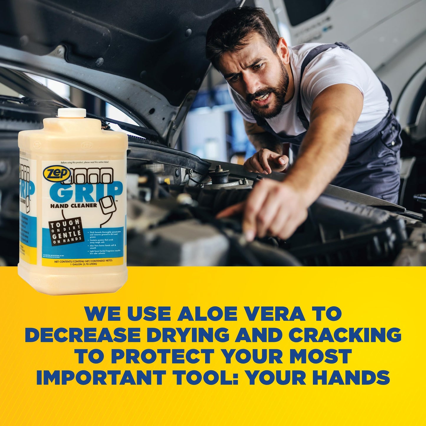 Zep Grip Industrial Pumice Hand Cleaner - 1 Gallon, (Case of 4) 308524 - Heavy Duty Degreaser. Contains Aloe Vera For Soft Smooth Finish