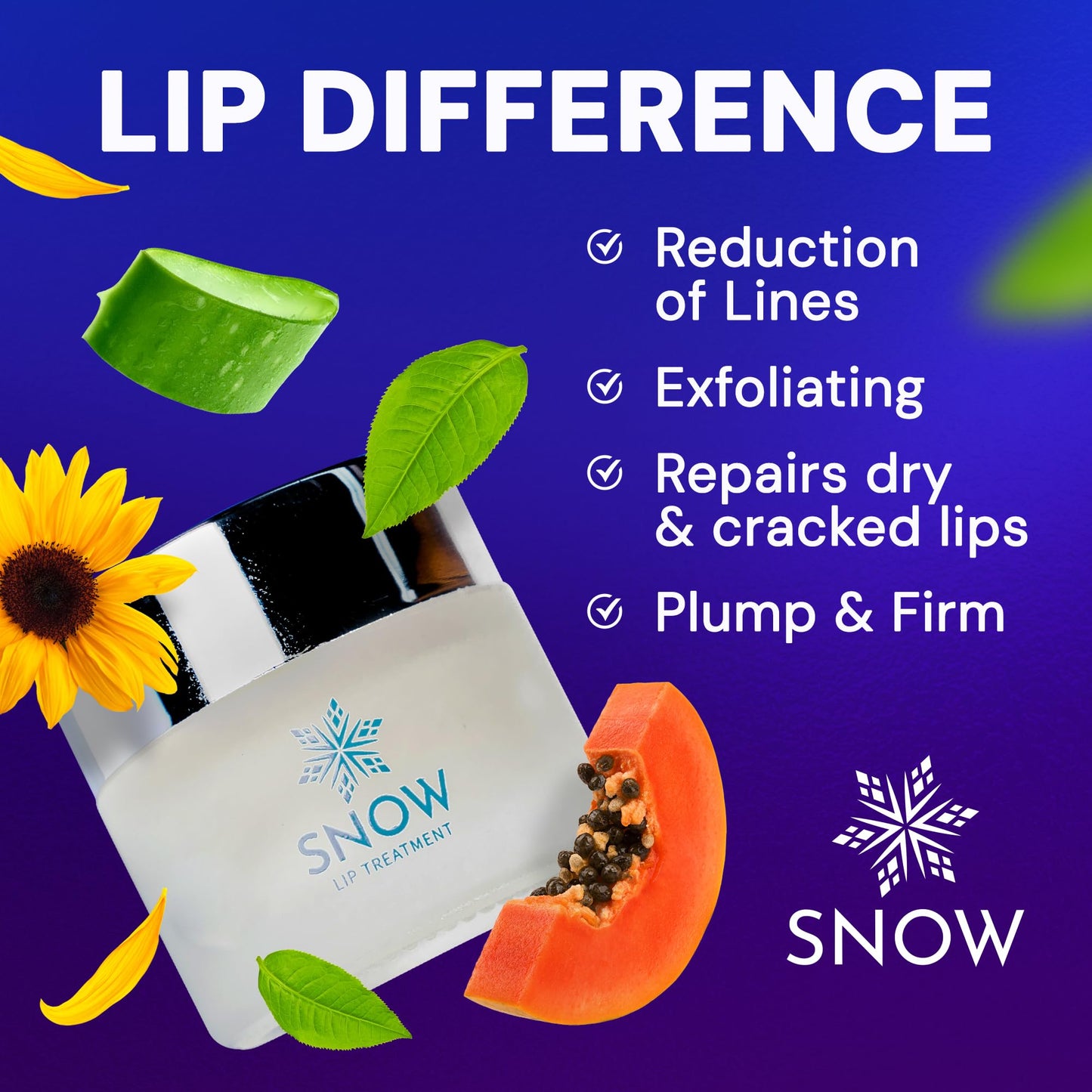 SNOW Overnight Lip Treatment - Moisturizing Lip Balm with Shea Butter & Vitamin E - Lip Treatment for Dry, Cracked Lips - Sulfate-Free Lip Treatment - Plumping & Hydrating Lip Care Mask