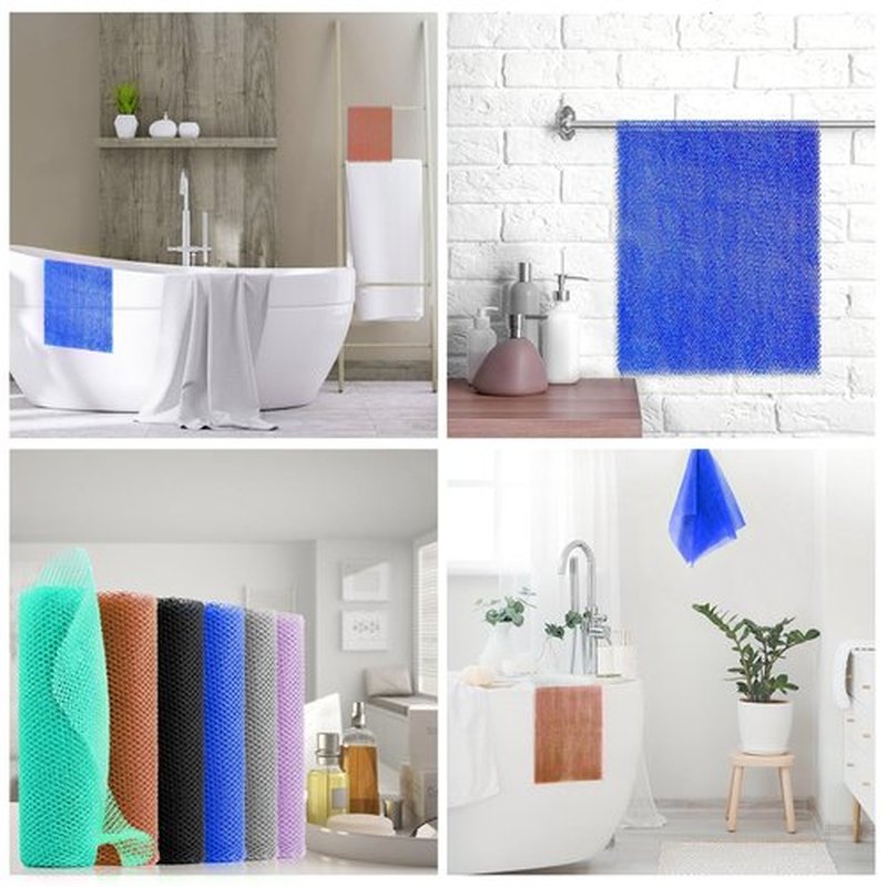 6 Pieces African Bath Sponge African Net Long Net Bath Sponge Exfoliating Shower Body Scrubber Back Scrubber Skin Smoother,Great for Daily Use (Purple, Gray, Blue, Black, Brown, Green)