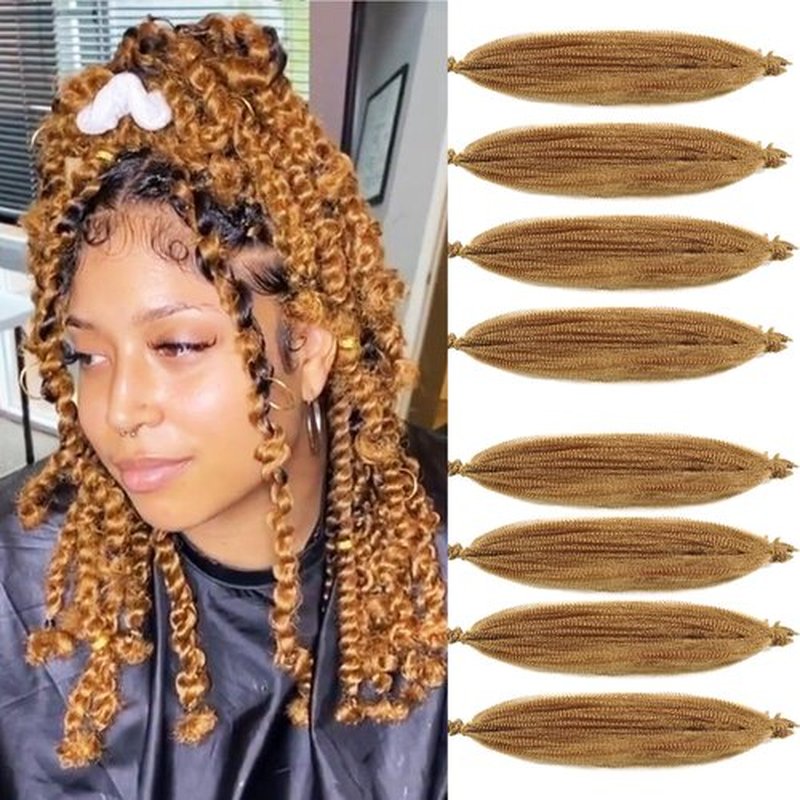 KYNLEY 12inch Springy Afro Twist Hair 8 Packs Blonde Kinky Marley Twist Braiding Hair Cuban Twist Hair Wrapping Hair for Soft Locs 27#