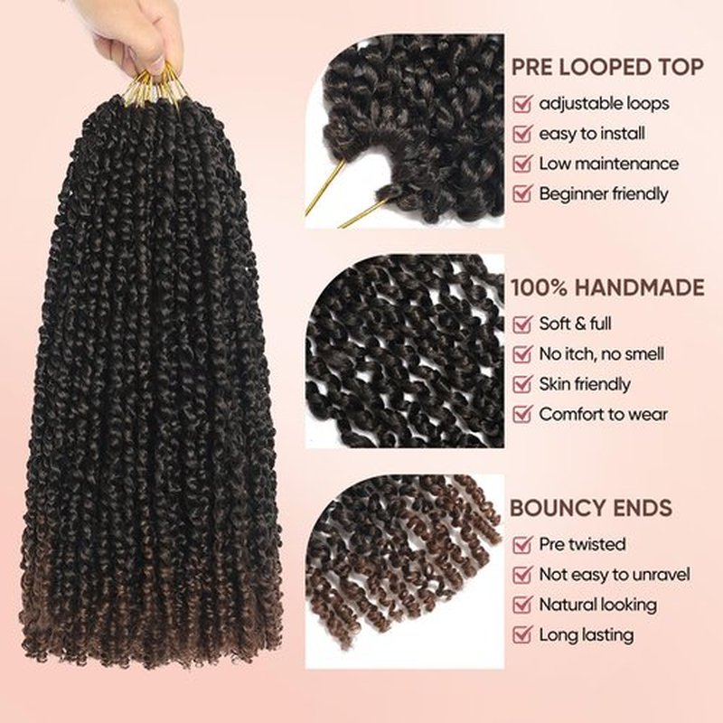 16 Inch Passion Twist Crochet Hair 8 Packs Passion Twist Hair Pre looped Water Wave Crochet Hair Extensions Pre Twisted Braids Hair for Women