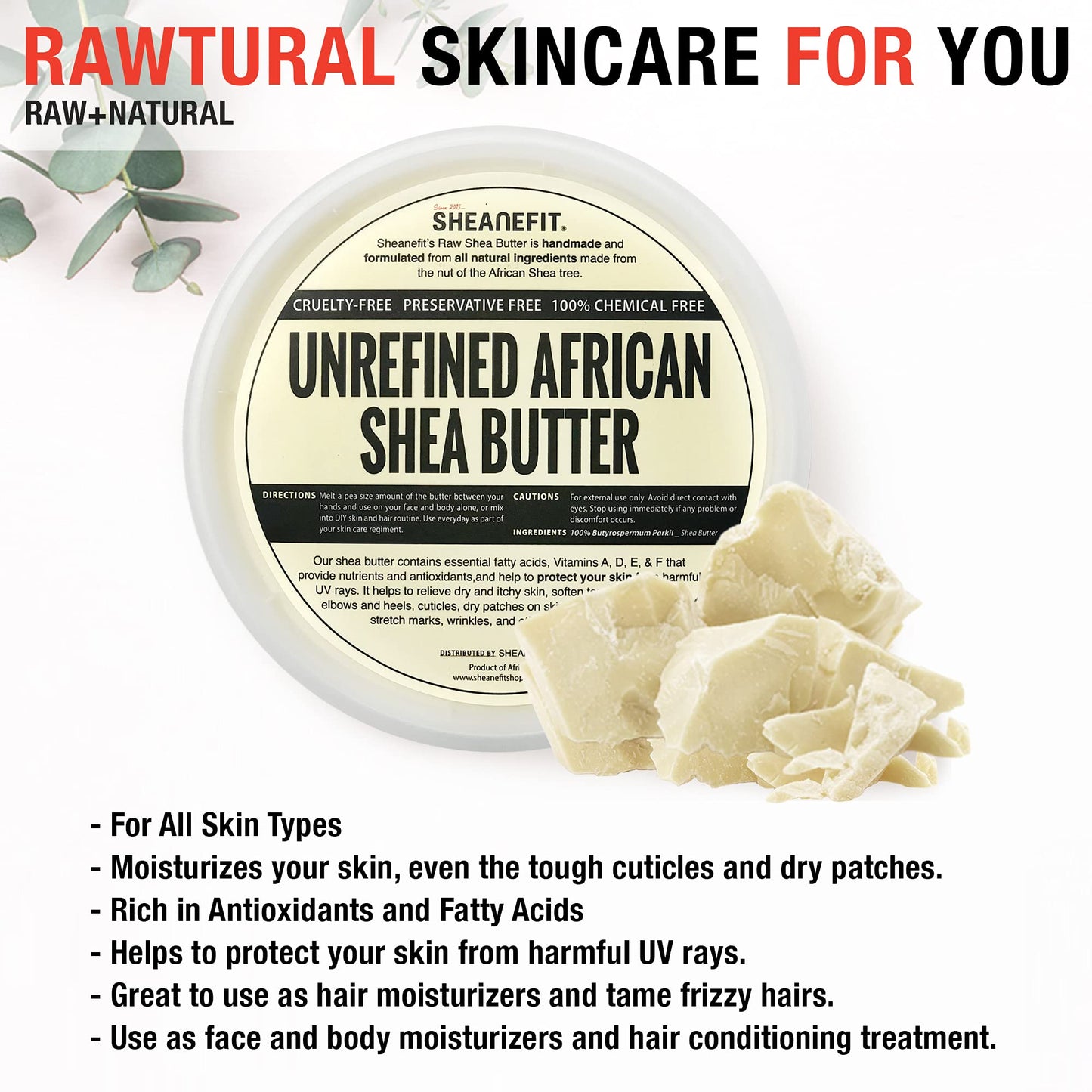 Sheanefit Essential Butter Set - 8oz of Unrefined Ivory Shea Butter, Raw