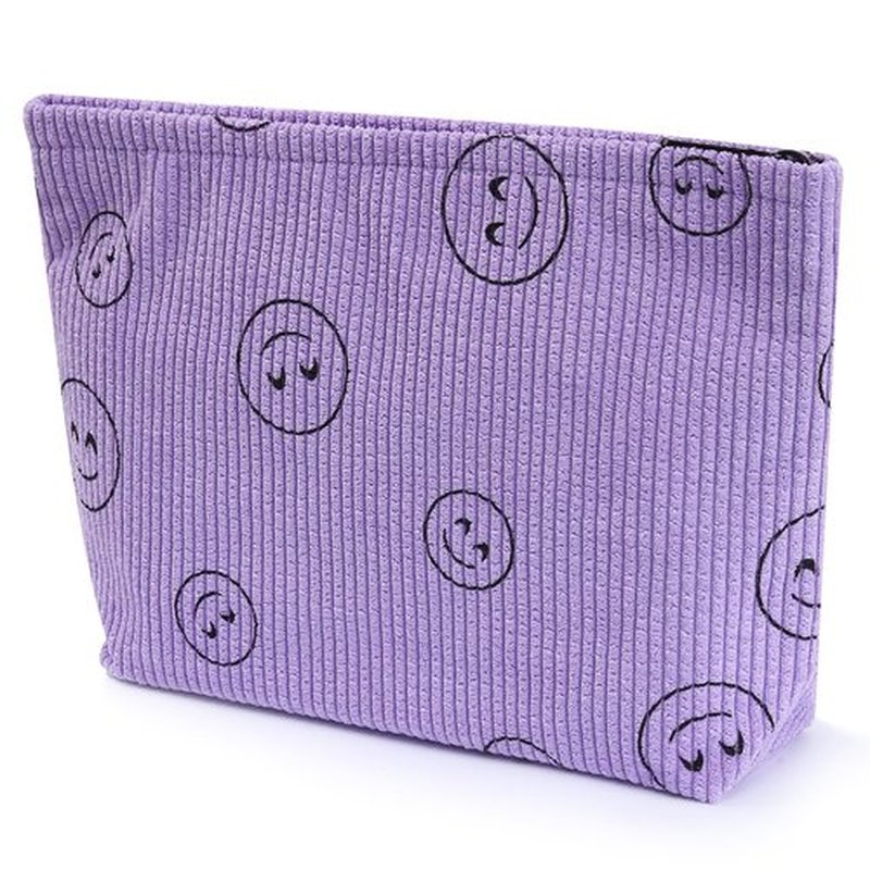 Wudimeitt Cosmetic bag Makeup bag Preppy Cute Corduroy Toiletry bag for women travel essentials (Full purple)