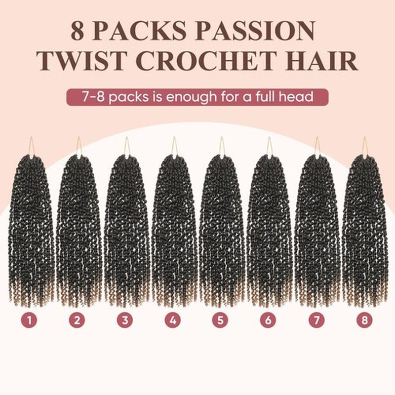 14 Inch Passion Twist Hair T27# 8 Packs Passion Twist Trochet Hair Pre Looped Crochet Twist Water Wave Hair Pre Twist Hair Extensions for Women Girl