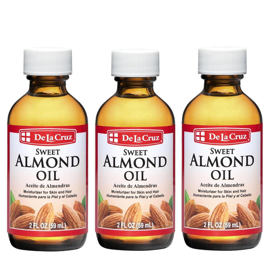 De La Cruz Sweet Almond Oil 2 FL OZ - Expeller Pressed for Skin & Hair - 6 Pack