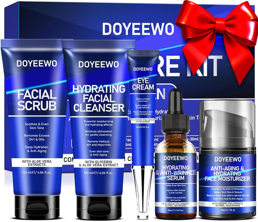 Men's Skincare Routine Kit - Hydrating Anti-Aging Facial Care for Dad, Husband | Perfect Birthday & Valentine's Gift