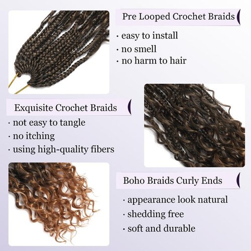 Goddess Box Braids Crochet Hair 18inch Boho Crochet Braids Crochet Box Braids Box Braids Crochet Hair 8 Packs Crochet Hair for Black Women (18 Inch,T30)