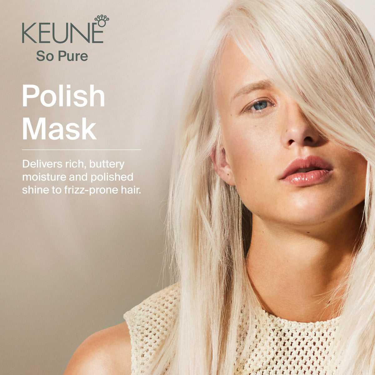 KEUNE So Pure Polish Hair Mask, Smoothing Anti Frizz Treatment with Chia Seed Extract for Frizz Control, Shine and Humidity Resistance, 10.1 Fl Oz