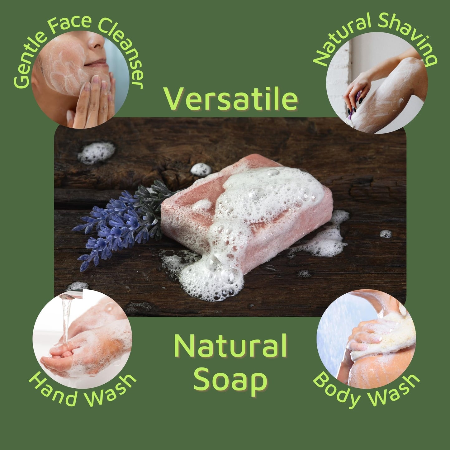 bonuderm Natural Lavender Bar Soap (2-Pack) – Healthy, Vegan, Handmade in the USA | Gentle Scented Soap with Pure Essential Oil, Made with Coconut, Almond, and Shea Oils for a Soft, Moisturized Feel