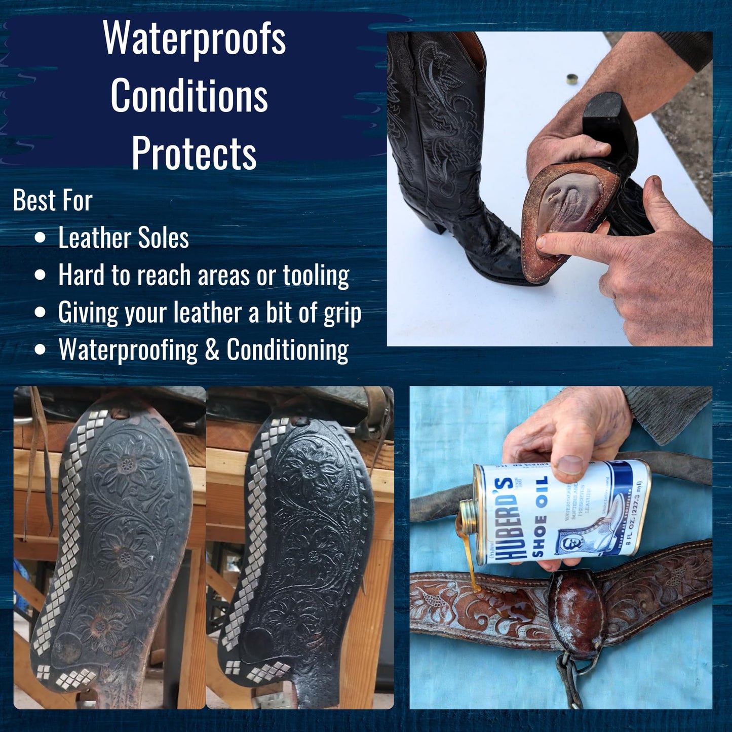 Huberd's Shoe Oil 8 oz, Leather Conditioner and Waterproofer for Boots, Shoes, and Leather Gear. Easy Pour Liquid Formula Softens and Protects Leather. Since 1921.