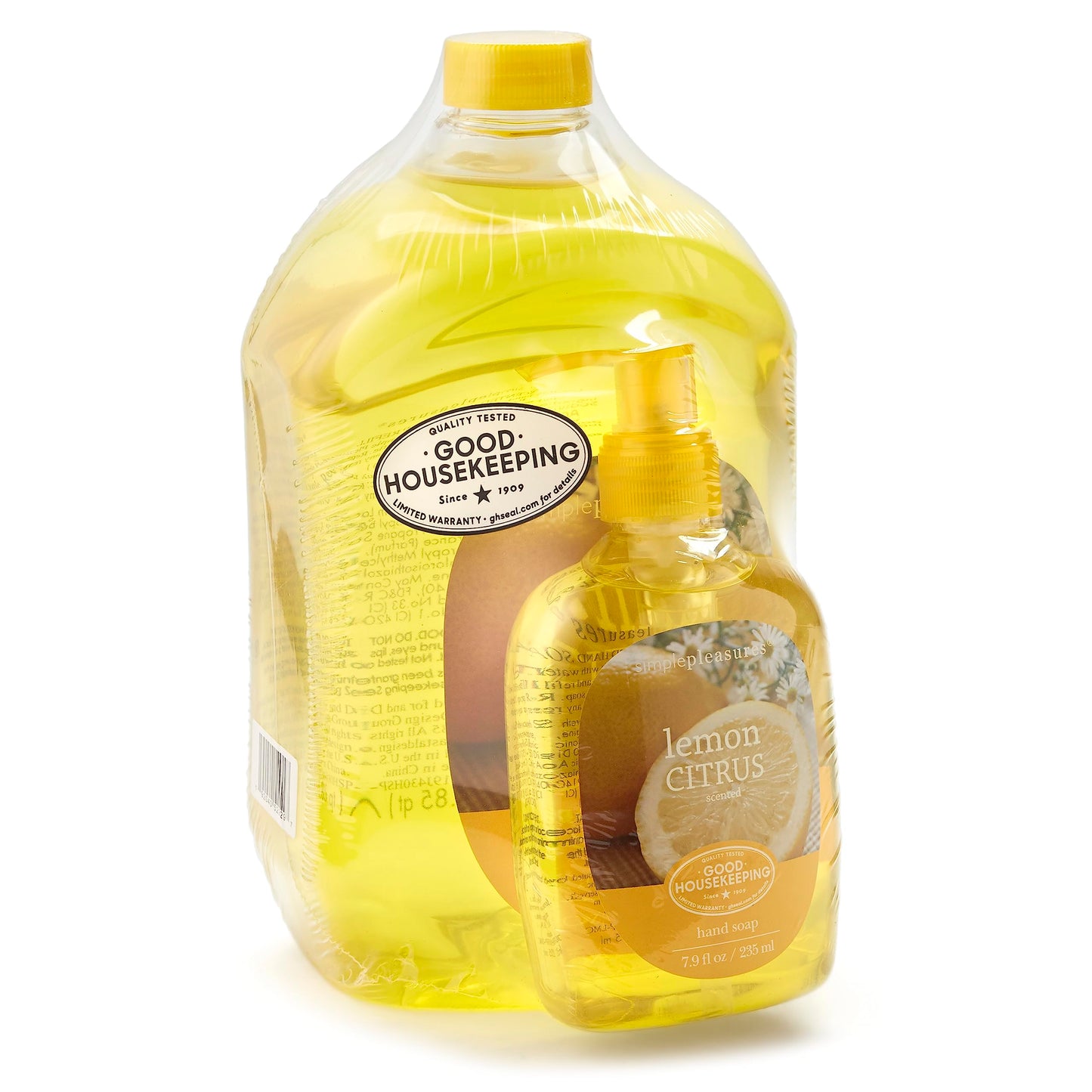 SIMPLE PLEASURES Lemon Citrus Hand Soap Refill Set, 7.9oz + 59oz