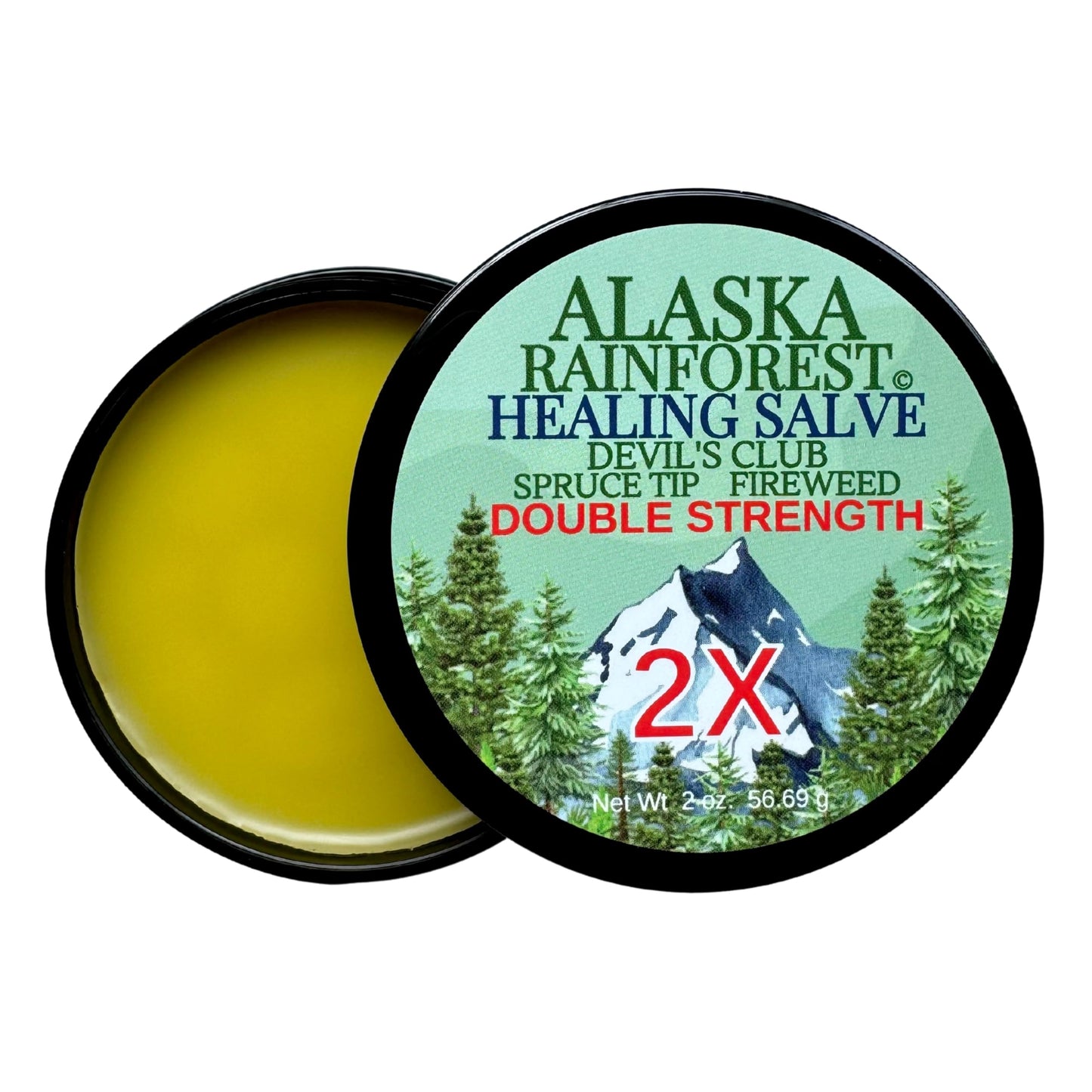 Snowy Summit Alaska Rainforest 2X Salve - Salve for Dry Skin & Joint Relief - Natural Super Salve for Soothing Skin with Gentle Aroma - Body & Hand Salve - Muscle Rub with Alaskan Devil’s Club Oil