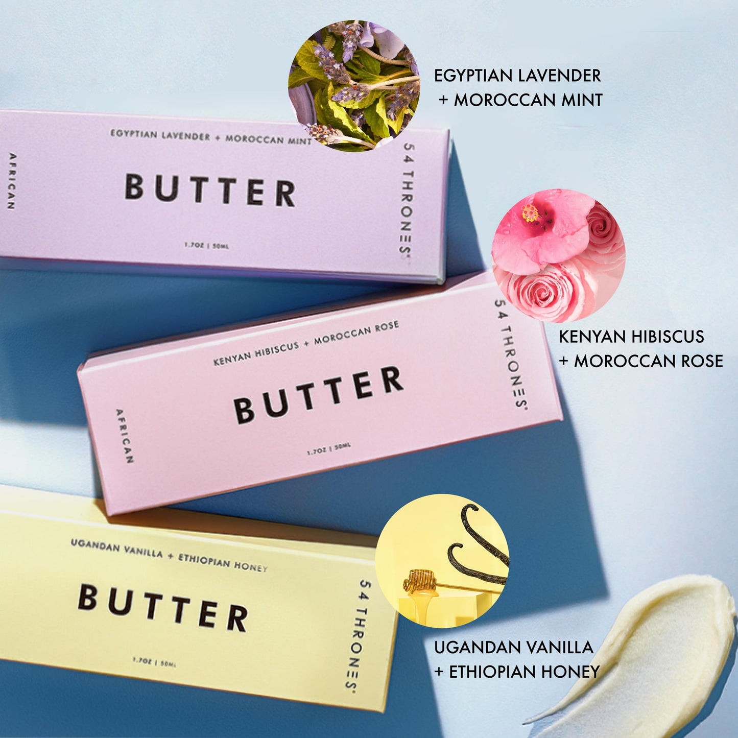 54 Thrones Motherhood Bundle: Full Size Lavender, Rose, & Vanilla, Shea Butter, Intensive Dry Skin Support, Moisturizing Body Butter for Women, Moisturizing Body Balm and Cream