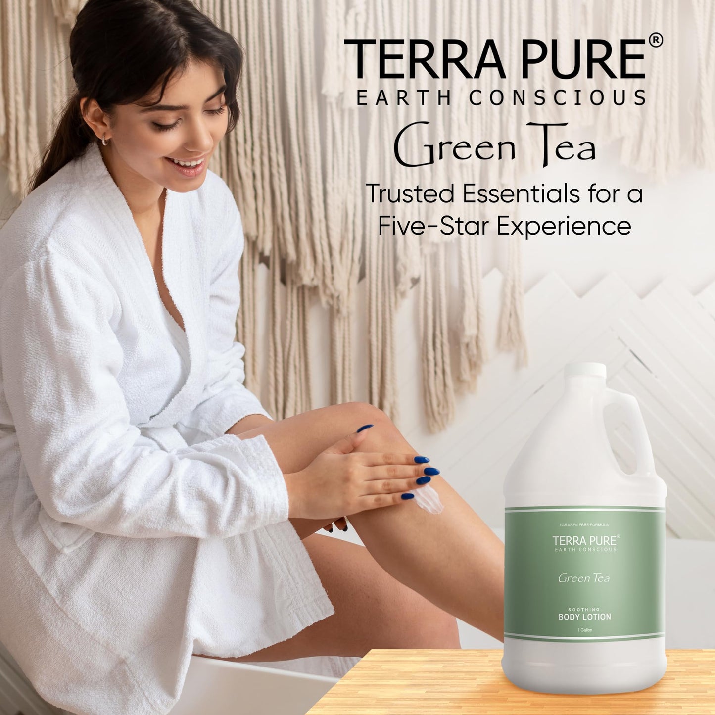 Terra Pure Green Tea Hotel Body Lotion | 1 Gallon | For Hospitality & Vacation Rentals to Refill Dispensers