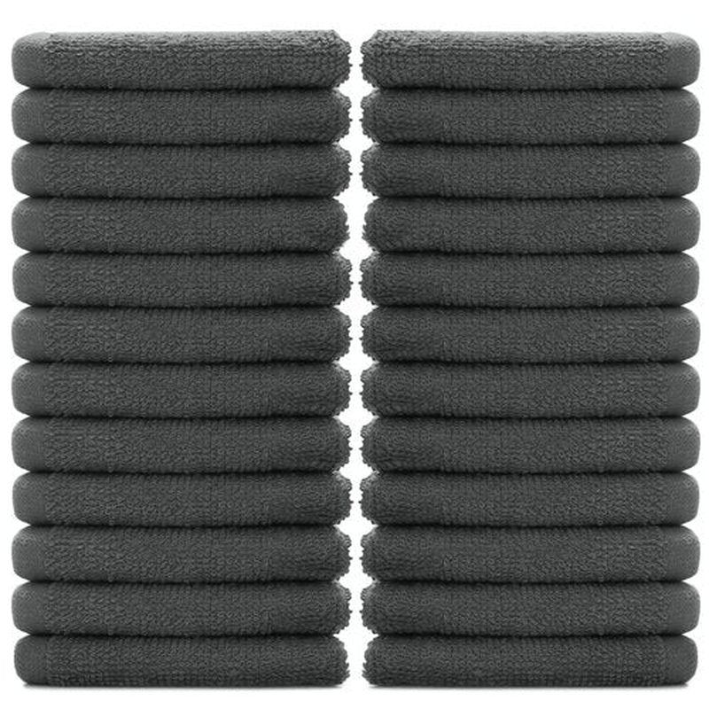 DAN RIVER 100% Cotton Washcloths 24 Pack Premium Quality Face and Body Cloth, Quick Dry Essential Towels for Bathroom, Hand, Kitchen & Cleaning, Baby Washcloths | 12X12 in | 400 GSM | Gray
