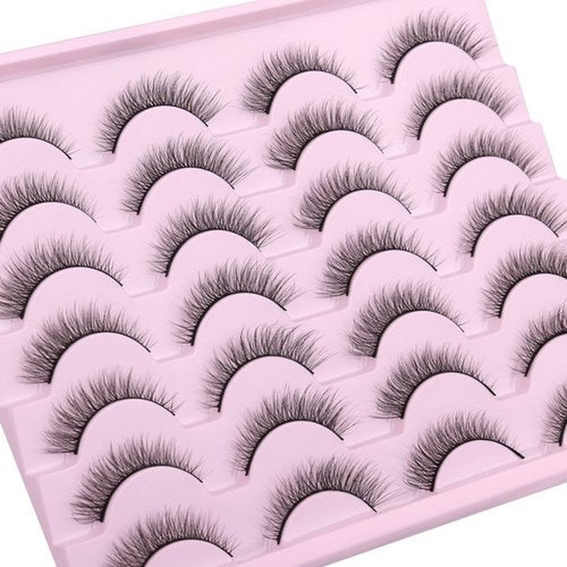 Natural Lashes 10mm Wispy False Eyelashes Natural Look Faux Mink Wispies Eyelashes Fluffy Strip Lashes Pack by Kiromiro