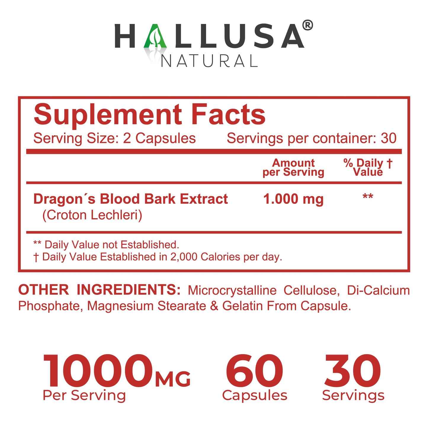 Dragon’s Blood Capsules 1000mg, Croton Lechleri Extract (Sangre de Drago, Sangre de Grado) Natural Digestion Support, Skin Healing, Ulcers, Stomach Sensitivity, Scarring, Antioxidant Support, 60 Count