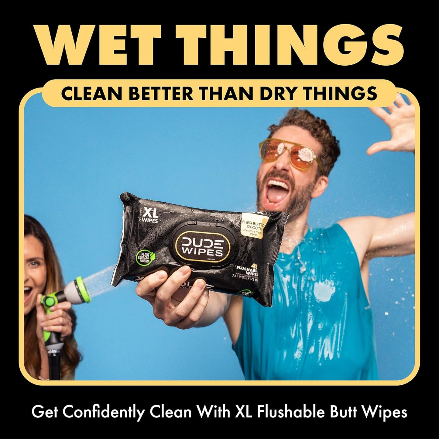 Dude Wipes Extra-Large Flushable Wipes | Shea Butter, Coconut Oil & Aloe - 6 Pack (288 Count)