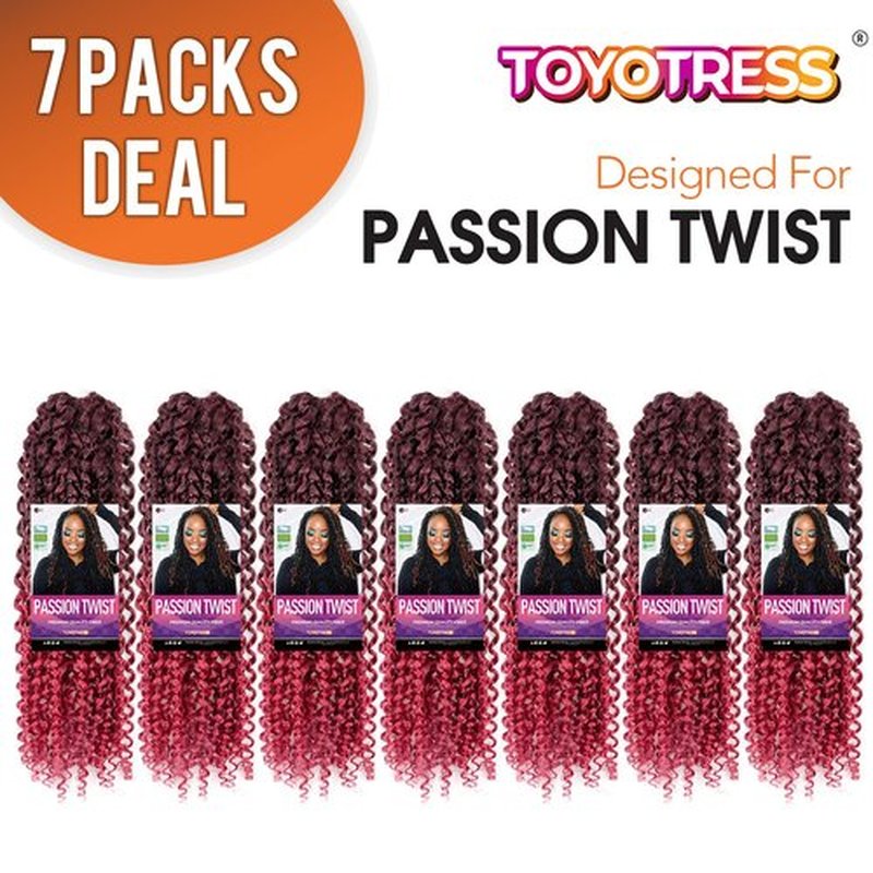 Pelokaa Passion Twist Hair - 12 Inch 7packs Ombre Burgundy Water Wave Crochet Braids Synthetic Braiding Hair Extensions (12 Inch 7Packs,T118)