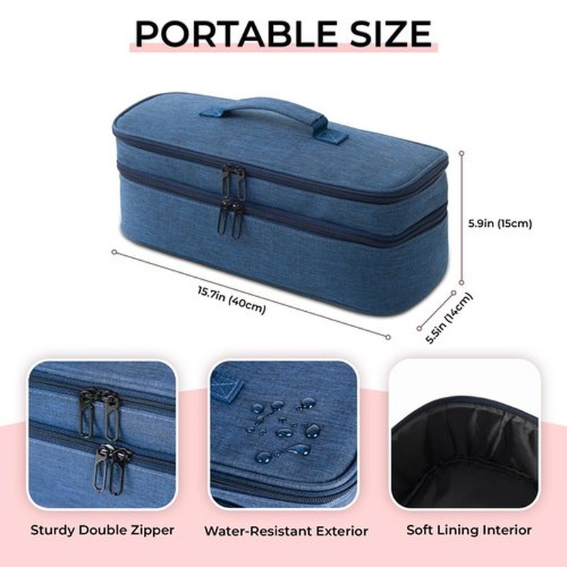 GREENESTA Hair Tools Travel Bag Compatible With Shark Flex Style Attachment, Shark Airwrap Flexstyle, Dyson Airwrap | Travel Case For Sharkflex Styler | Beauty Hair Dryer Attachments Storage (Blue)