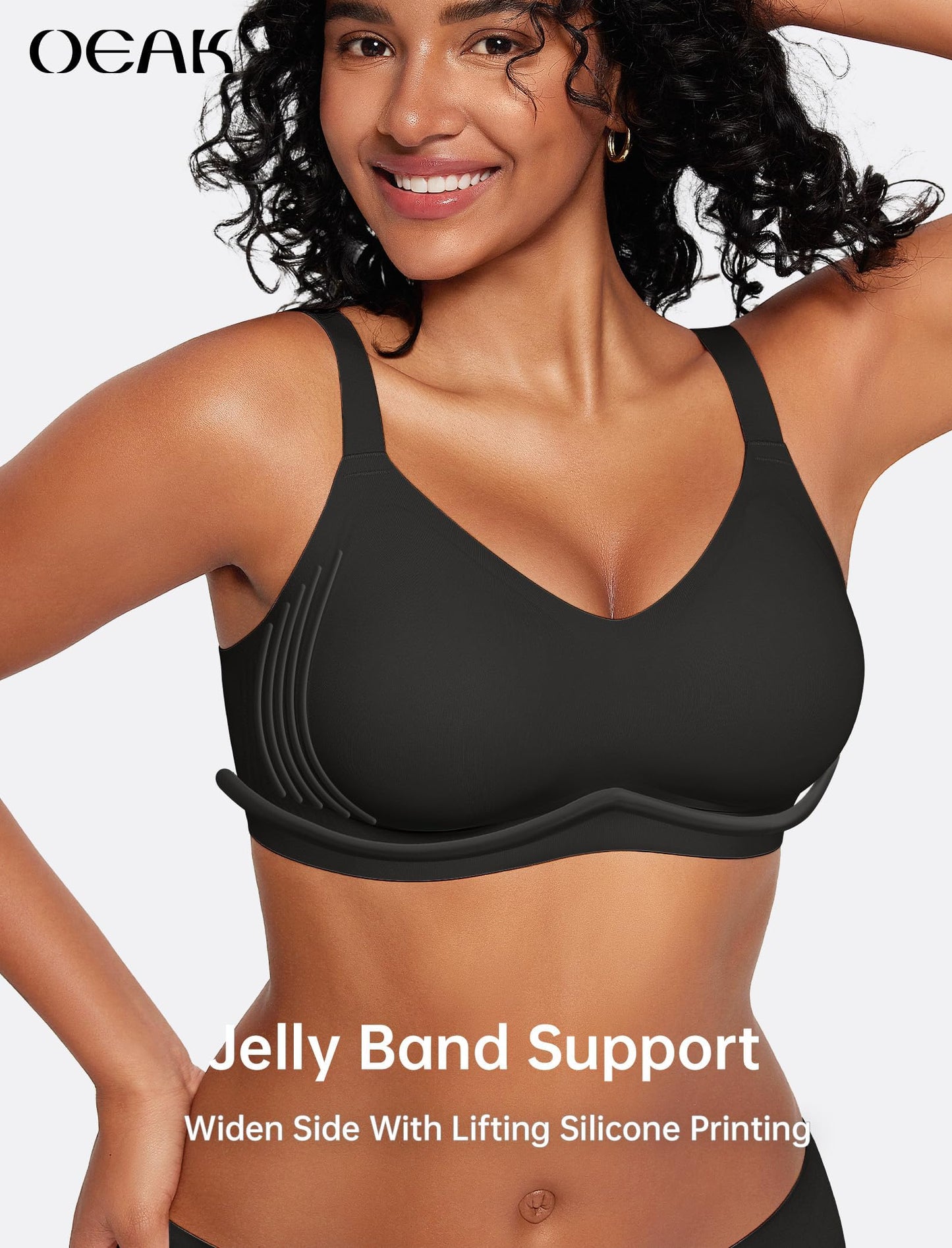 OEAK Womens Wireless Seamless Bras Jelly Full Coverage Supportive Bra Push Up Plus Size Everyday Bra Comfortable Tshirt Bras