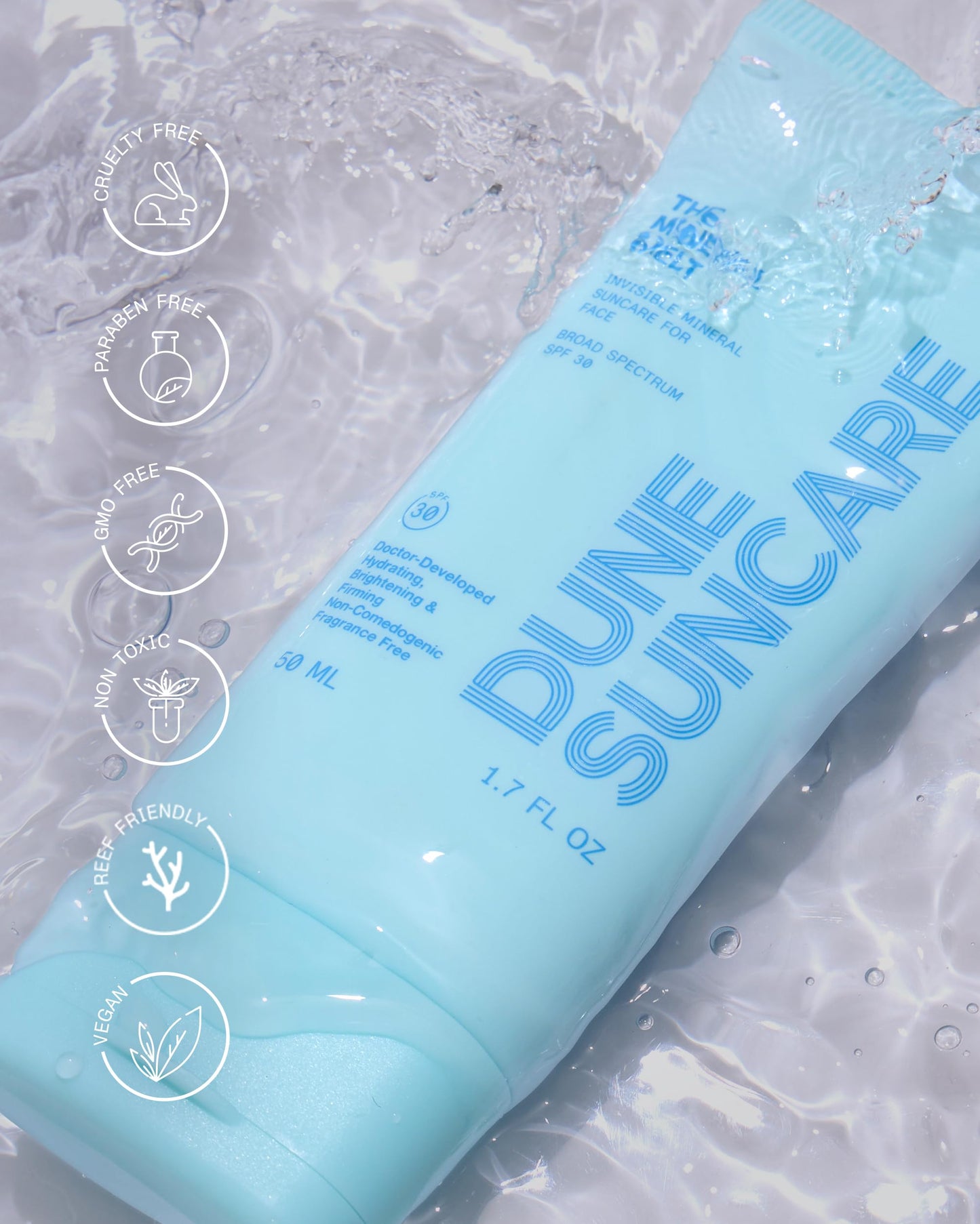 DUNE The Mineral Melt Mineral Face Sunscreen SPF 30, Broad Spectrum Zinc Sunscreen for Face, Sheer No White Cast Sunscreen, Fragrance Free Daily Facial Sunscreen with Peptides & Vitamin E, 1.7 Fl Oz