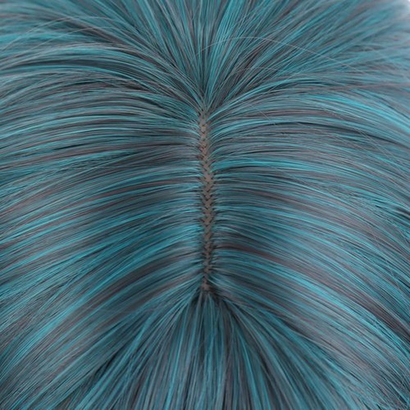 PATTNIUM Mixed Blue Wig Women Short Wavy Wig Teal Wig with Bangs Teal Blue Bob Wig Women Girls Heat Resistant Synthetic Fiber Cosplay Costume Wig (Mixed Blue)