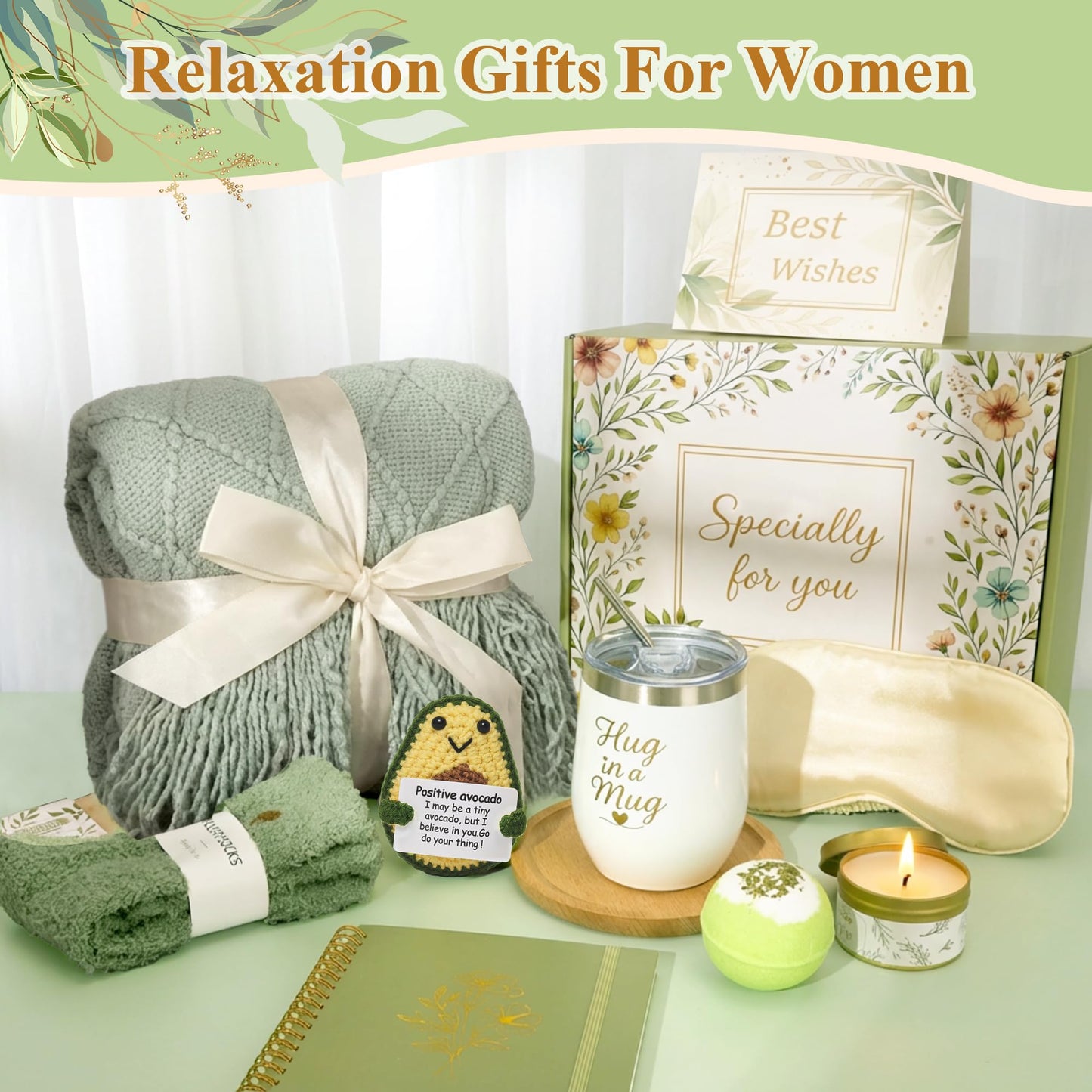 Care Package for Women, Get Well Soon Gift Basket with Self Care Gifts
