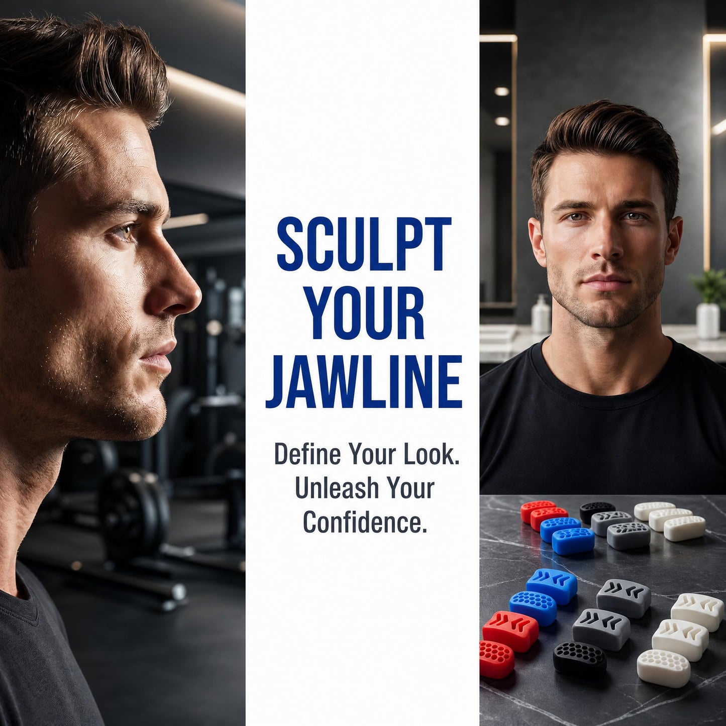 Jaw Exerciser for Men & Women,(12 pcs)2 models 3 Resistance Levels,BPA Free Silicone jawline exerciser,Jaw Trainer for Beginners, Intermediate & Advanced Users (Blue,Red&Black)
