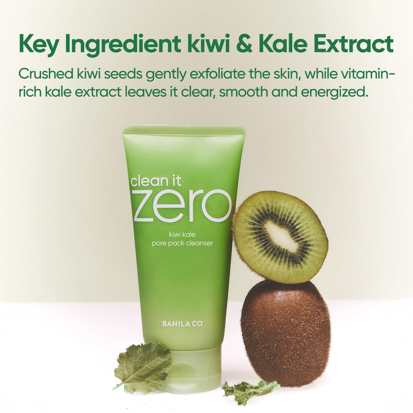 BANILA CO Clean It Zero Kiwi Kale Pore Clarifying Facial Wash | Vegan Cleanser for Smooth, Balanced Skin | Gentle Exfoliating Wash-Off Pack for Refining Texture (180g / 6.35 oz)