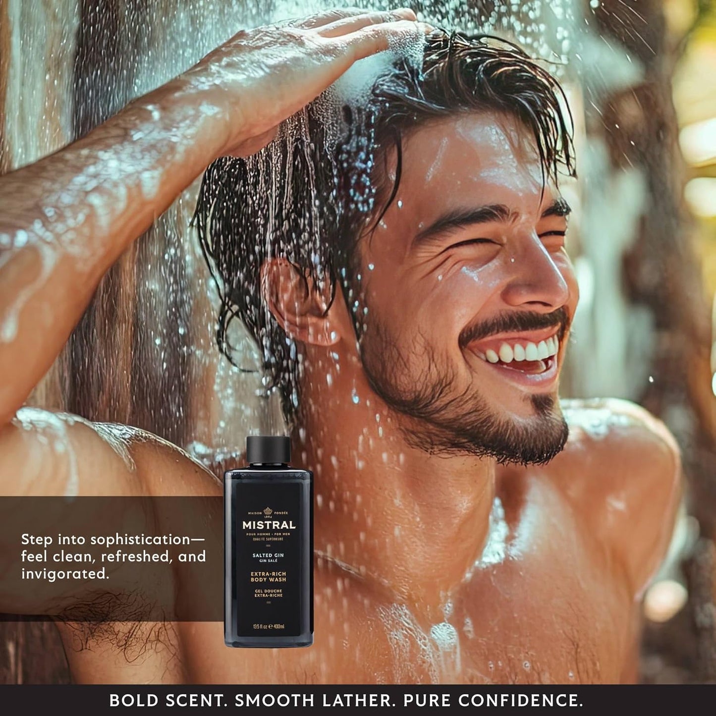 Men's 2-in-1 Body Wash & Shampoo - Black Amber, 13.5 oz | Natural, SLS & Paraben Free