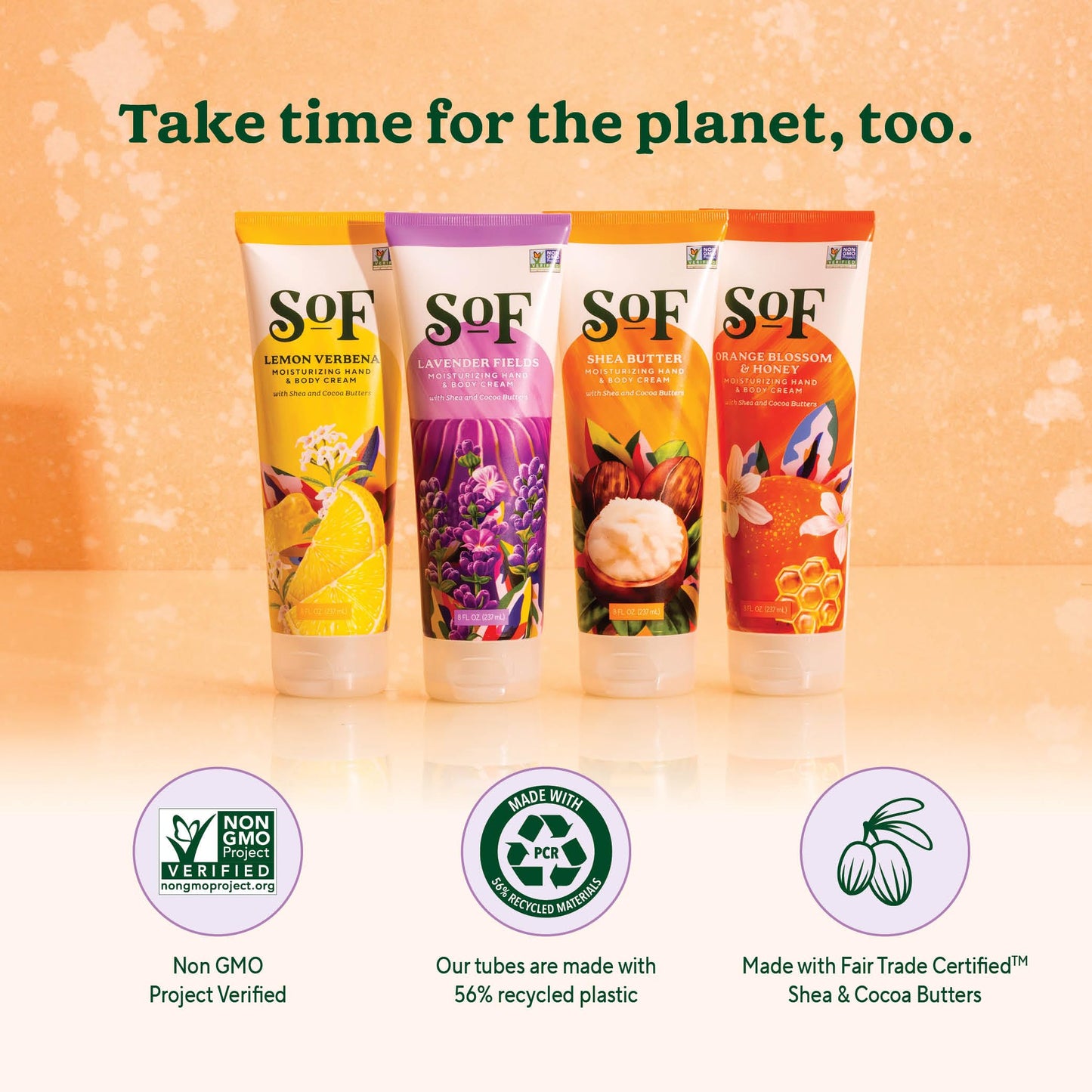 South Of France SoF Moisturizing Hand & Body Cream - With Organic Shea + Cocoa Butter and Sweet Almond Oil,Non GMO & Vegan, Lavender Fields, 8 Fl Oz, 2 Pack