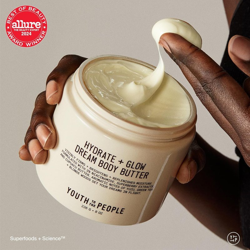 Superberry Hydrate + Glow Dream Body Butter - Brightens Skin Tone with 3% Niacinamide, Jojoba Oil & Vegan Ingredients | 8 oz Scented Lotion