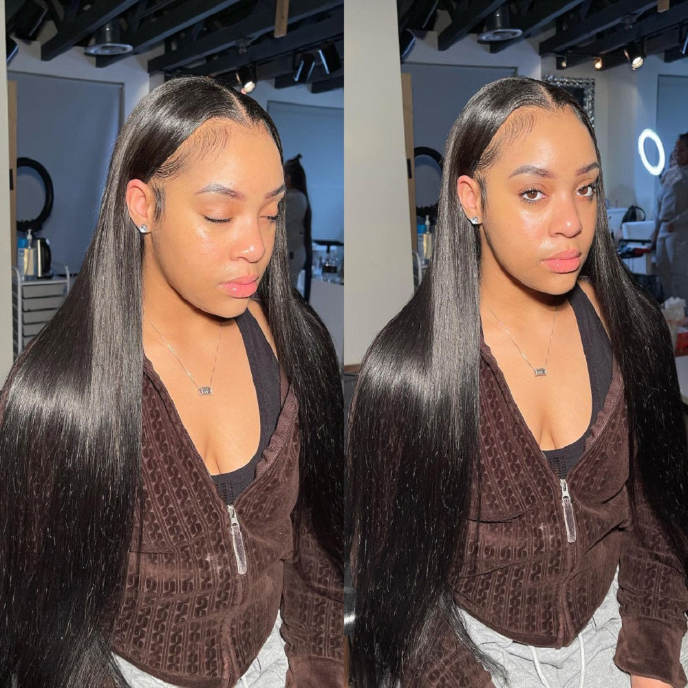 Brazilian Human Hair Bundles with Closure (22 24 26+20) 10A Straight Bundles with Closure 100% Unprocessed Virgin Quick Weave 3 Bundles Human Hair with Lace Closure Free Part