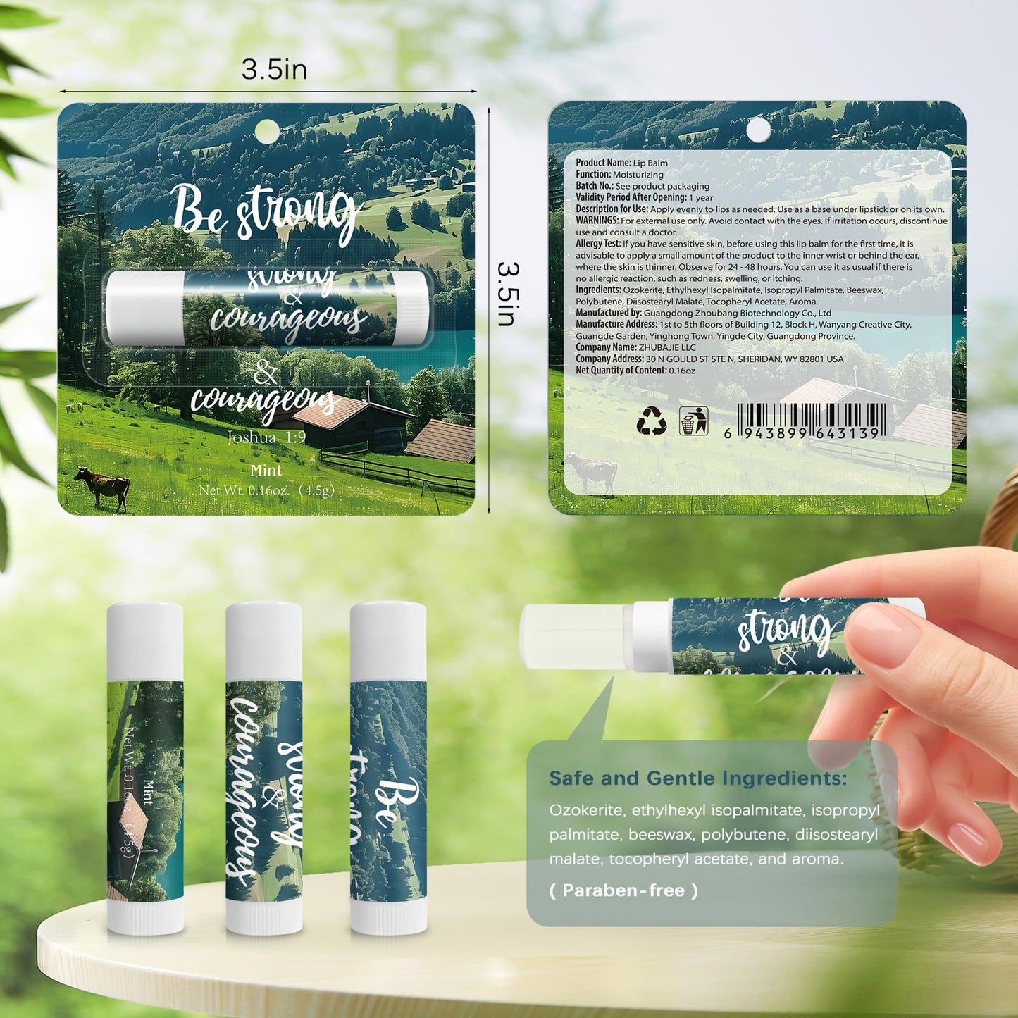 24 Pcs Christian Lip Balm with Scripture Church Small Gifts Bulk Natural Scenery Lip Balms Religious Faith Bible Verse Inspirational Gift Party Favors Coworkers