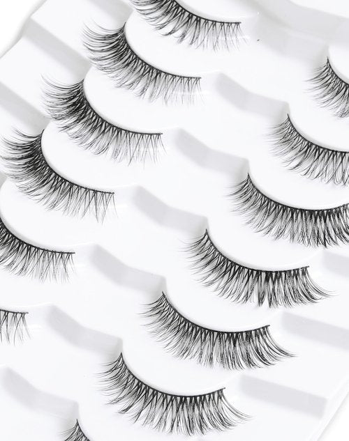 Onlyall Natural Lashes Wispy Lashes Natural Look False Eyelashes Natural Flared Eyelashes False Eye Lashes Soft Fluffy Lashes 7 Pairs DK53