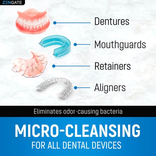 ZENGATE Retainer Cleaner Tablets - Quick Clean for Dentures, Mouth Guards, Aligners, Night Guards - Dental Cleansing Tablets - FSA HSA Approved Items - 2 Packs (240 Tablets Total) - 8 Months Supply