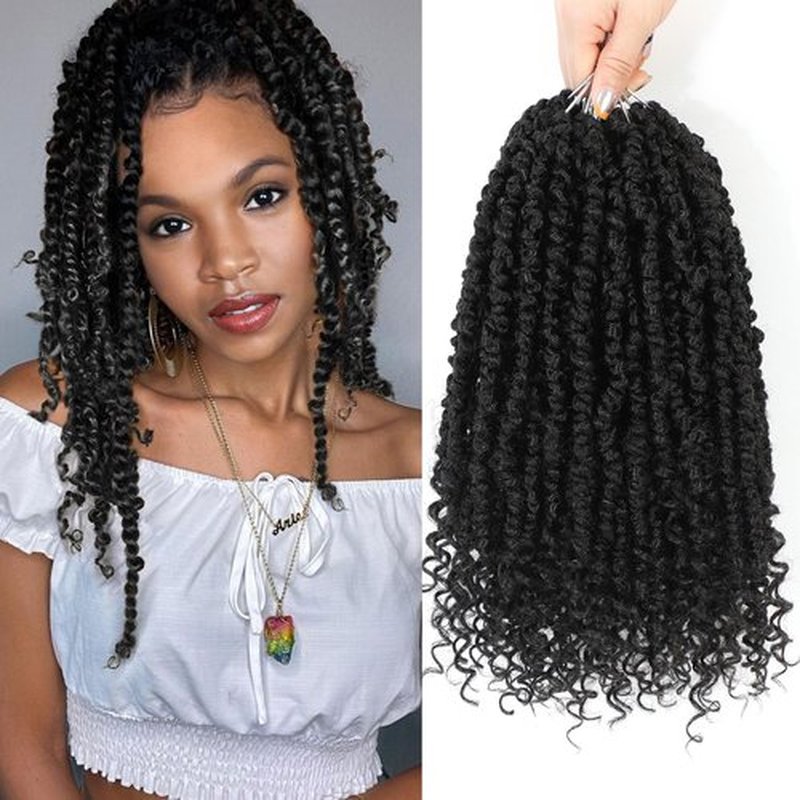 Passion Twist Crochet Hair,Passion Twist Hair 14 Inch,8 Packs Pre-twisted Passion Twist Hair,Short Passion Twist Crochet Braids,Pre Looped Crochet Hair for Black Women(1B)