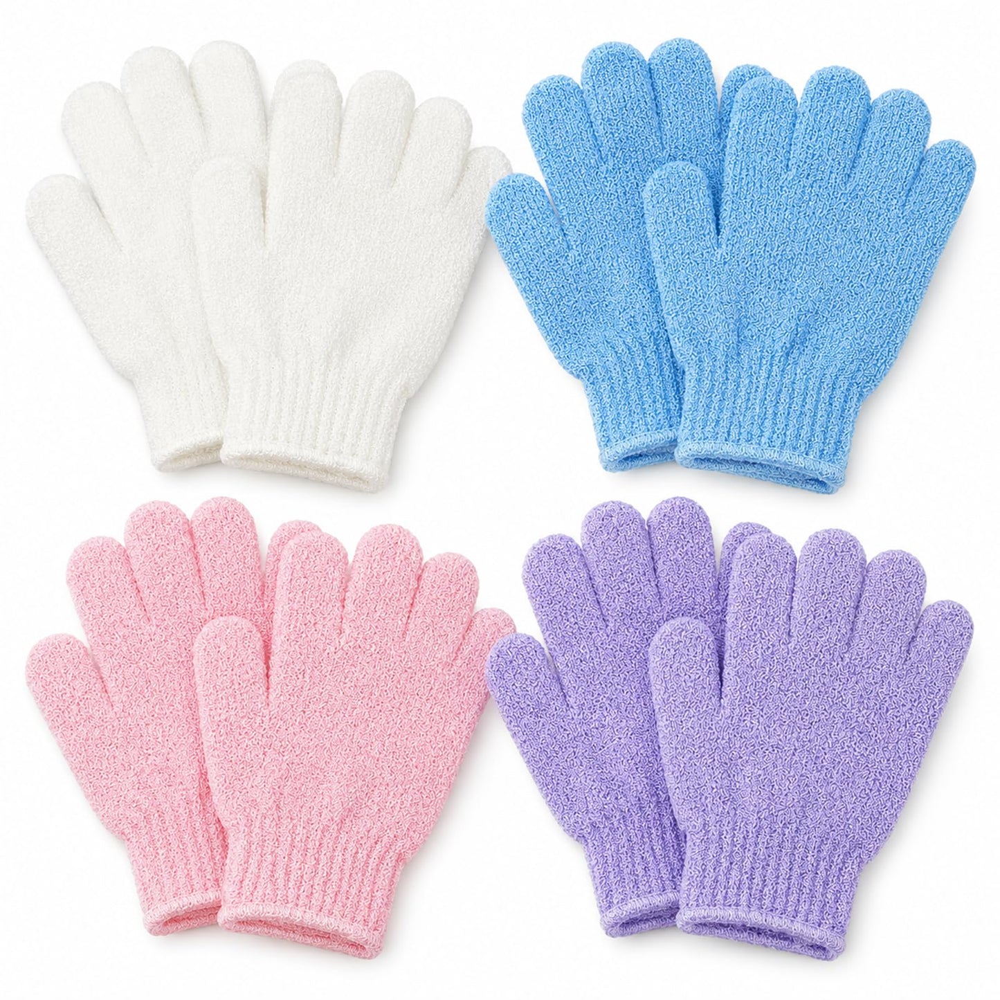 ATB 4 Pairs Exfoliating Gloves - Premium Scrub Wash Mitt for Bath or Shower - Luxury Spa Exfoliation Accessories for Men and Women