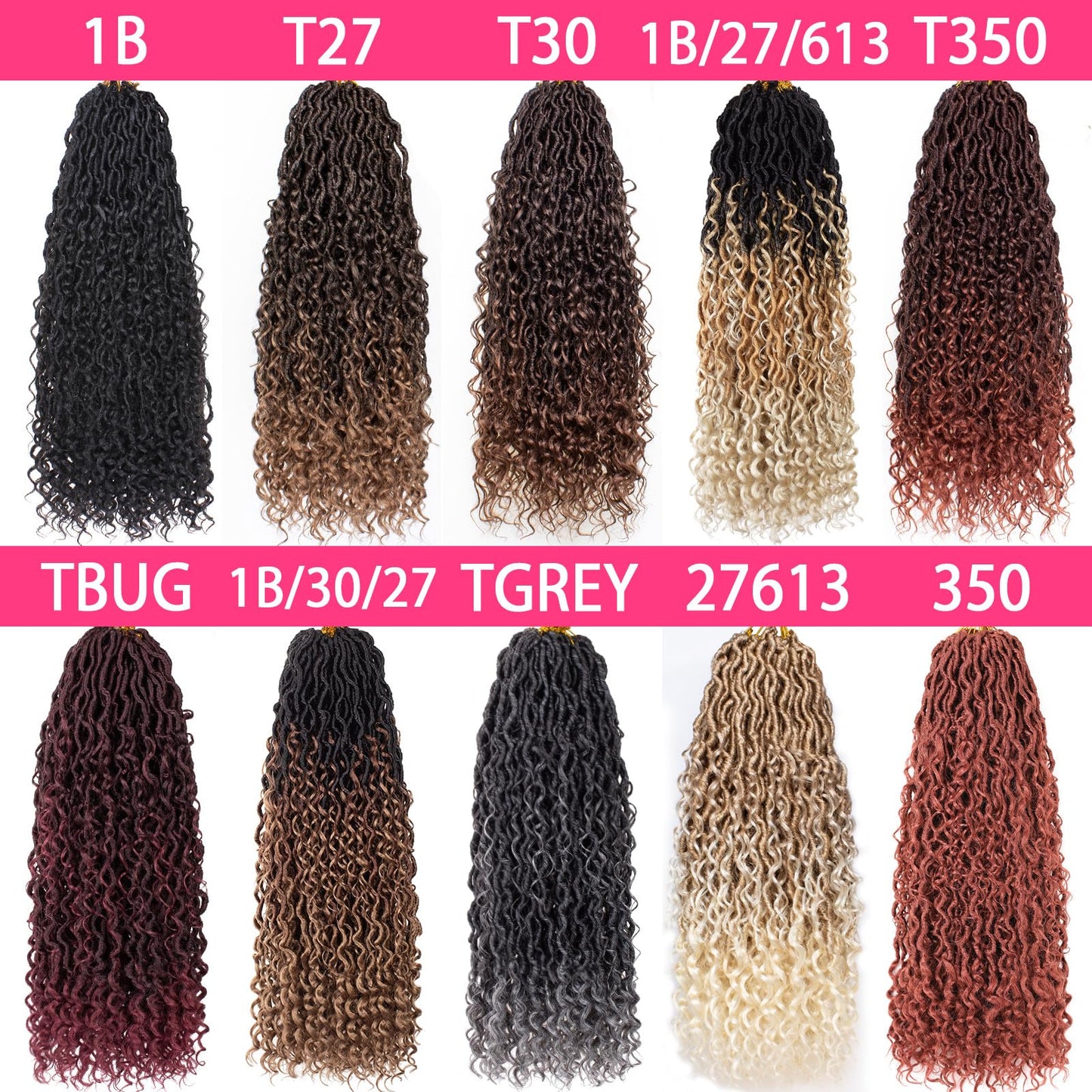 RuiYok Goddess Locs Crochet Hair 12 Inch 8Packs Ombre Faux Locs Crochet Hair with Curly Ends Pre-looped River Locs Crochet Hair Boho Hippie Locs Synthetic Hair Extensions(#T30)